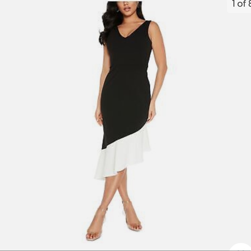 NWOT Quiz black and white asymmetrical dress